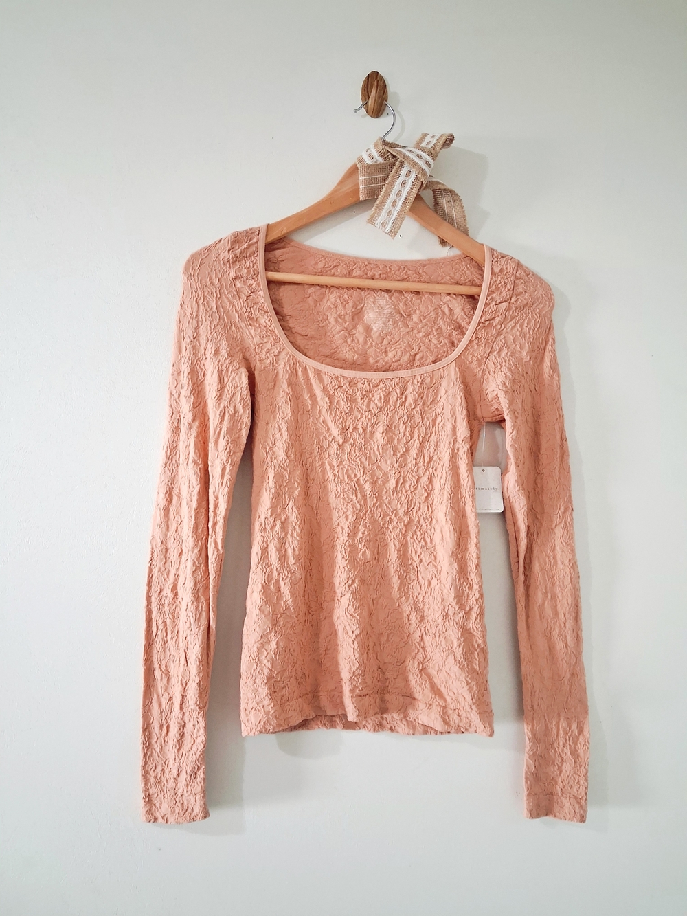 Free People Cozy Stretch Smoke Rose Have It All Floral Textured Long Sleeve Top